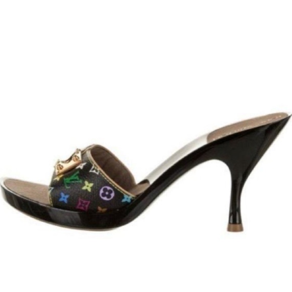 2 pair Louis Vuitton Takashi Murakami multicolor leather LV monogram print y2k - Picture 16 of 17